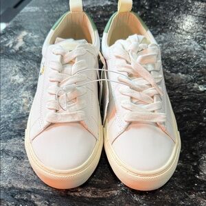 Zara White Kids Sneakers with Cream Accents